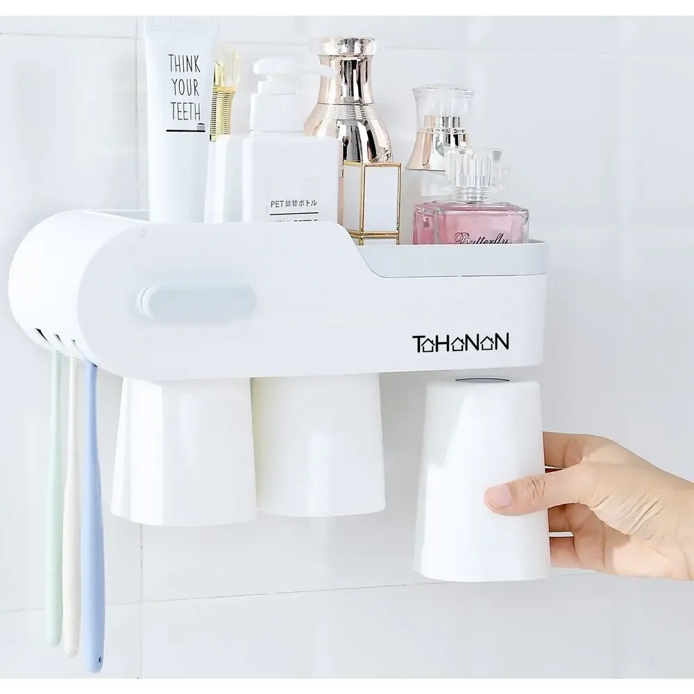 Wall Mount Toothbrush Holder , Large Capacity‎ Bathroom Organizer, Easy Install
